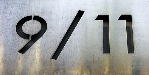 9/11 sign carved out of metal