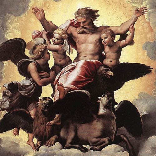 painting: The Vision of Ezekiel, Raphael, 1518