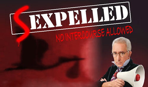 A poster for "Sexpelled" -- a parody of the film "Expelled"