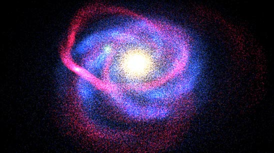 Canis Major Dwarf: A New Closest Galaxy (Copyright: R. Ibata (Strasbourg Observatory, ULP) et al., 2MASS, NASA)
