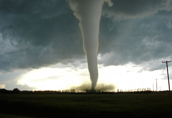 Category F5 tornado (upgraded from initial estimate of F4) viewed from the southeast as it approached Elie, Manitoba on Friday, June 22nd, 2007.