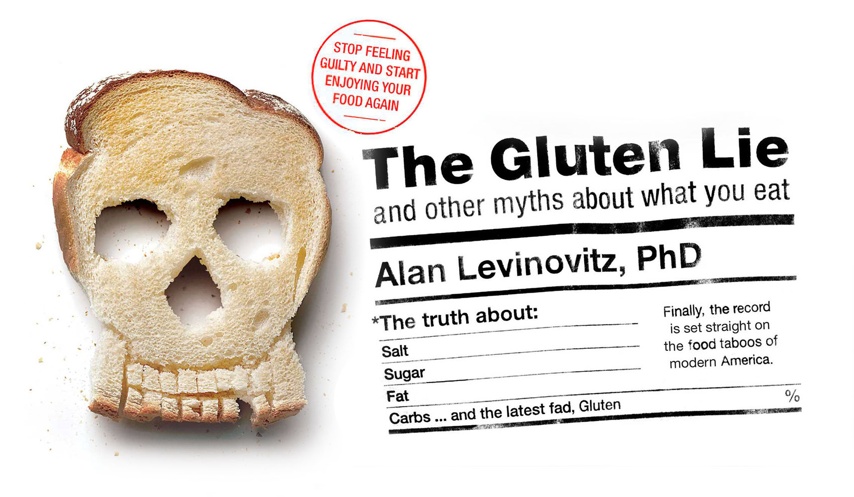 Reconfigured elements form the cover of The Gluten Lie: and other myths about what you eat