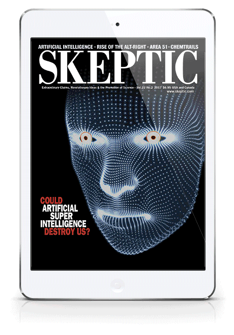 Skeptic magazine issue 22.2 animated on an iPad Mini