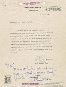 Memorandum from Major General Leslie Groves to Army Chief of Staff George Marshall (https://commons.wikimedia.org/wiki/File:Memorandum_from_Major_General_Leslie_Groves_to_Army_Chief_of_Staff_George_Marshall.jpg)