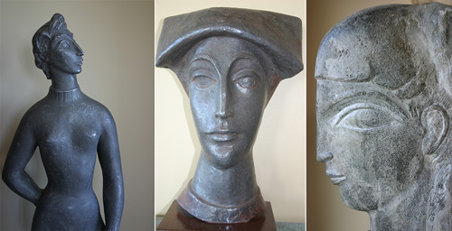 Figure 5: Alomg Franc Epping's sculptures are strong women with muscular features in empowering poses.