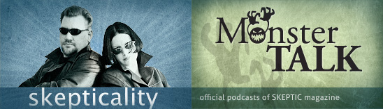 Skepticality and MonsterTalk podcast logos