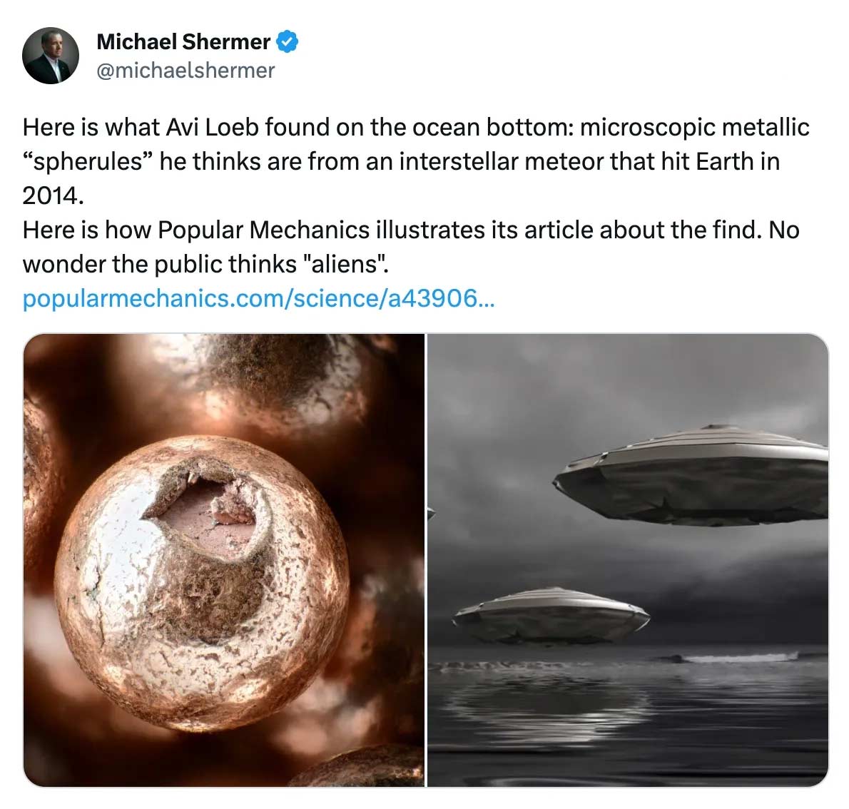 Tweet by Michael Shermer